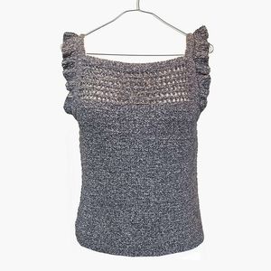 Madewell Ruffled Sleeve Crochet Sweater Tank Top Blue Women's Extra Small XS